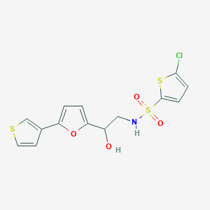 molecular formula C14H12ClNO4S3 B2746467 5-chloro-N-(2-hydroxy-2-(5-(thiophen-3-yl)furan-2-yl)ethyl)thiophene-2-sulfonamide CAS No. 2034490-85-0