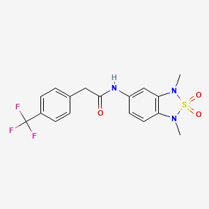 molecular formula C17H16F3N3O3S B2746478 N-(1,3-二甲基-2,2-二氧代-1,3-二氢苯并[c][1,2,5]噻二唑-5-基)-2-(4-(三氟甲基)苯基)乙酰胺 CAS No. 2034338-19-5