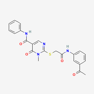molecular formula C22H20N4O4S B2746480 2-((2-((3-acetylphenyl)amino)-2-oxoethyl)thio)-1-methyl-6-oxo-N-phenyl-1,6-dihydropyrimidine-5-carboxamide CAS No. 894053-52-2