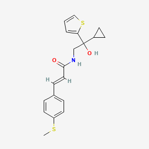 molecular formula C19H21NO2S2 B2746483 (E)-N-(2-cyclopropyl-2-hydroxy-2-(thiophen-2-yl)ethyl)-3-(4-(methylthio)phenyl)acrylamide CAS No. 1798975-04-8