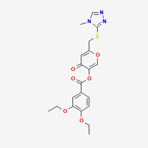 molecular formula C20H21N3O6S B2746484 6-(((4-methyl-4H-1,2,4-triazol-3-yl)thio)methyl)-4-oxo-4H-pyran-3-yl 3,4-diethoxybenzoate CAS No. 896312-55-3