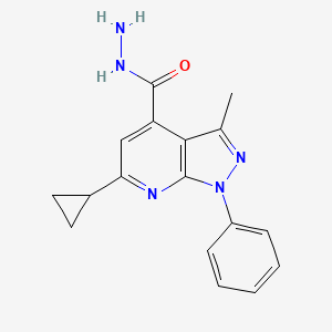 molecular formula C17H17N5O B2746488 6-cyclopropyl-3-methyl-1-phenyl-1H-pyrazolo[3,4-b]pyridine-4-carbohydrazide CAS No. 886495-92-7