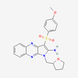 molecular formula C22H22N4O4S B2746492 3-((4-甲氧基苯基)磺酰)-1-((四氢呋喃-2-基)甲基)-1H-吡咯并[2,3-b]喹喑-2-胺 CAS No. 845653-90-9