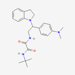 molecular formula C24H32N4O2 B2746494 N1-(叔丁基)-N2-(2-(4-(二甲胺基)苯基)-2-(吲哚啉-1-基)乙基)草酰胺 CAS No. 941995-67-1