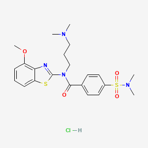 molecular formula C22H29ClN4O4S2 B2746496 N-(3-(dimethylamino)propyl)-4-(N,N-dimethylsulfamoyl)-N-(4-methoxybenzo[d]thiazol-2-yl)benzamide hydrochloride CAS No. 1216495-12-3