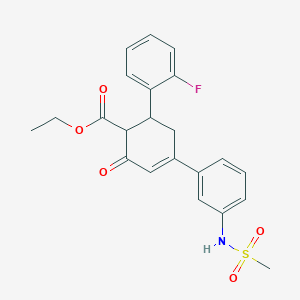 molecular formula C22H22FNO5S B2746502 Ethyl 6-(2-fluorophenyl)-4-(3-methanesulfonamidophenyl)-2-oxocyclohex-3-ene-1-carboxylate CAS No. 867042-24-8