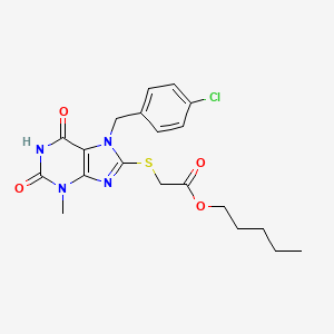 molecular formula C20H23ClN4O4S B2746507 pentyl {[7-(4-chlorobenzyl)-3-methyl-2,6-dioxo-2,3,6,7-tetrahydro-1H-purin-8-yl]sulfanyl}acetate CAS No. 317844-60-3