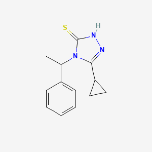 molecular formula C13H15N3S B2746508 5-cyclopropyl-4-(1-phenylethyl)-4H-1,2,4-triazole-3-thiol CAS No. 893764-69-7