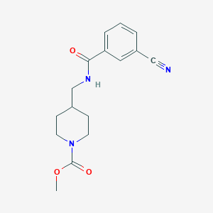 molecular formula C16H19N3O3 B2746511 甲酸甲酯 4-((3-氰基苯甲酰胺)甲基)哌嗪-1-羧酸酯 CAS No. 1235090-42-2