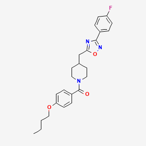 molecular formula C25H28FN3O3 B2746514 1-(4-Butoxybenzoyl)-4-{[3-(4-fluorophenyl)-1,2,4-oxadiazol-5-yl]methyl}piperidine CAS No. 1775302-57-2