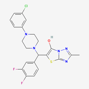 molecular formula C22H20ClF2N5OS B2746516 5-((4-(3-Chlorophenyl)piperazin-1-yl)(3,4-difluorophenyl)methyl)-2-methylthiazolo[3,2-b][1,2,4]triazol-6-ol CAS No. 869344-06-9