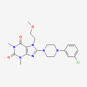 molecular formula C20H25ClN6O3 B2746522 8-(4-(3-chlorophenyl)piperazin-1-yl)-7-(2-methoxyethyl)-1,3-dimethyl-1H-purine-2,6(3H,7H)-dione CAS No. 797028-28-5