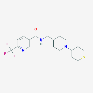 molecular formula C18H24F3N3OS B2746531 N-((1-(tetrahydro-2H-thiopyran-4-yl)piperidin-4-yl)methyl)-6-(trifluoromethyl)nicotinamide CAS No. 2034260-70-1