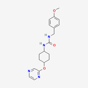 1-(4-Methoxybenzyl)-3-((1r,4r)-4-(pyrazin-2-yloxy)cyclohexyl)urea