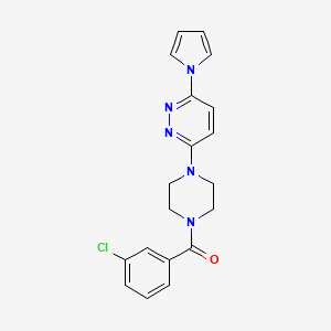 molecular formula C19H18ClN5O B2746535 (4-(6-(1H-吡咯-1-基)吡啶并[3,2-b][1,2,4]嘧啶-3-基)哌嗪-1-基)(3-氯苯基)甲酮 CAS No. 1396855-09-6