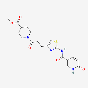 molecular formula C19H22N4O5S B2746536 Methyl 1-(3-(2-(6-oxo-1,6-dihydropyridine-3-carboxamido)thiazol-4-yl)propanoyl)piperidine-4-carboxylate CAS No. 1091385-39-5