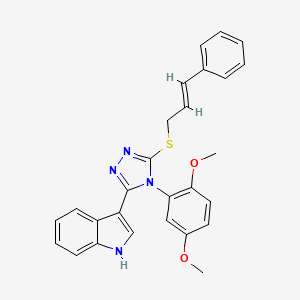 molecular formula C27H24N4O2S B2746538 (E)-3-(5-(肉桂基硫)-4-(2,5-二甲氧基苯基)-4H-1,2,4-三唑-3-基)-1H-吲哚 CAS No. 946275-75-8