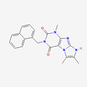 molecular formula C21H19N5O2 B2746541 1,6,7-trimethyl-3-(naphthalen-1-ylmethyl)-1H-imidazo[2,1-f]purine-2,4(3H,8H)-dione CAS No. 923368-04-1