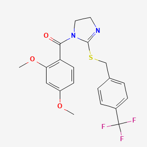 molecular formula C20H19F3N2O3S B2746542 (2,4-dimethoxyphenyl)(2-((4-(trifluoromethyl)benzyl)thio)-4,5-dihydro-1H-imidazol-1-yl)methanone CAS No. 851806-03-6