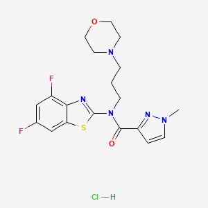 molecular formula C19H22ClF2N5O2S B2746545 N-(4,6-difluorobenzo[d]thiazol-2-yl)-1-methyl-N-(3-morpholinopropyl)-1H-pyrazole-3-carboxamide hydrochloride CAS No. 1185148-80-4