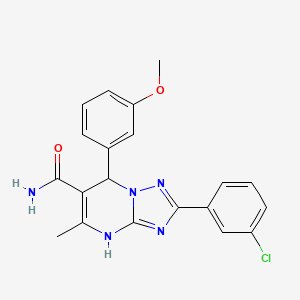 molecular formula C20H18ClN5O2 B2746547 2-(3-Chlorophenyl)-7-(3-methoxyphenyl)-5-methyl-4,7-dihydro-[1,2,4]triazolo[1,5-a]pyrimidine-6-carboxamide CAS No. 539815-40-2