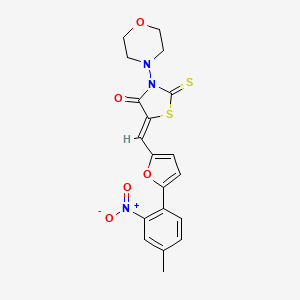 molecular formula C19H17N3O5S2 B2746548 (Z)-5-((5-(4-methyl-2-nitrophenyl)furan-2-yl)methylene)-3-morpholino-2-thioxothiazolidin-4-one CAS No. 635296-13-8
