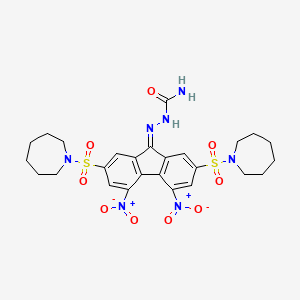 molecular formula C26H31N7O9S2 B2746552 2-(2,7-bis(azepan-1-ylsulfonyl)-4,5-dinitro-9H-fluoren-9-ylidene)hydrazinecarboxamide CAS No. 331275-62-8