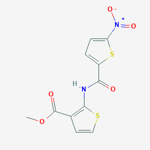 molecular formula C11H8N2O5S2 B2746572 Methyl 2-(5-nitrothiophene-2-carboxamido)thiophene-3-carboxylate CAS No. 921054-21-9