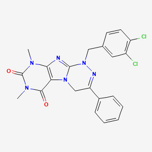 molecular formula C22H18Cl2N6O2 B2746573 1-(3,4-dichlorobenzyl)-7,9-dimethyl-3-phenyl-7,9-dihydro-[1,2,4]triazino[3,4-f]purine-6,8(1H,4H)-dione CAS No. 898409-92-2