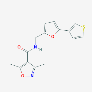 molecular formula C15H14N2O3S B2746575 3,5-dimethyl-N-((5-(thiophen-3-yl)furan-2-yl)methyl)isoxazole-4-carboxamide CAS No. 2034340-43-5