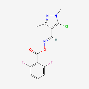 molecular formula C13H10ClF2N3O2 B2746596 5-chloro-4-({[(2,6-difluorobenzoyl)oxy]imino}methyl)-1,3-dimethyl-1H-pyrazole CAS No. 956797-71-0