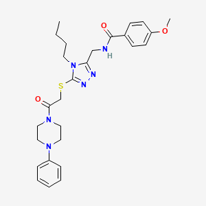 molecular formula C27H34N6O3S B2746601 N-((4-butyl-5-((2-oxo-2-(4-phenylpiperazin-1-yl)ethyl)thio)-4H-1,2,4-triazol-3-yl)methyl)-4-methoxybenzamide CAS No. 476449-29-3