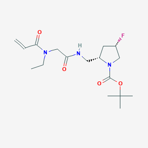 molecular formula C17H28FN3O4 B2746604 Tert-butyl (2S,4S)-2-[[[2-[ethyl(prop-2-enoyl)amino]acetyl]amino]methyl]-4-fluoropyrrolidine-1-carboxylate CAS No. 2361586-75-4