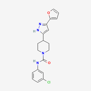 molecular formula C19H19ClN4O2 B2746612 N-(3-chlorophenyl)-4-[5-(2-furyl)-1H-pyrazol-3-yl]tetrahydro-1(2H)-pyridinecarboxamide CAS No. 321848-32-2