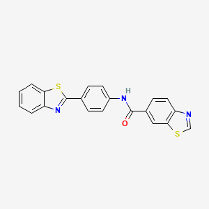 molecular formula C21H13N3OS2 B2746618 N-[4-(1,3-benzothiazol-2-yl)phenyl]-1,3-benzothiazole-6-carboxamide CAS No. 681174-11-8