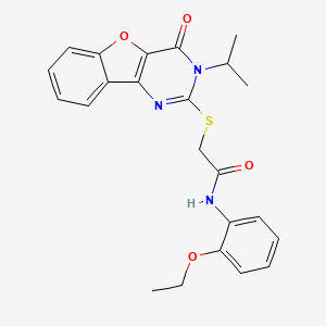 molecular formula C23H23N3O4S B2746626 N-(2-ethoxyphenyl)-2-[(3-isopropyl-4-oxo-3,4-dihydro[1]benzofuro[3,2-d]pyrimidin-2-yl)thio]acetamide CAS No. 866894-59-9