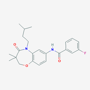 molecular formula C23H27FN2O3 B2746627 3-氟-N-(5-异戊基-3,3-二甲基-4-氧代-2,3,4,5-四氢苯并[b][1,4]噁唑-7-基)苯甲酰胺 CAS No. 921817-73-4