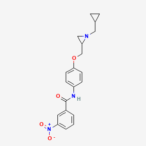 molecular formula C20H21N3O4 B2746628 N-[4-[[1-(Cyclopropylmethyl)aziridin-2-yl]methoxy]phenyl]-3-nitrobenzamide CAS No. 2418678-55-2