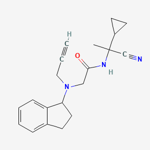 molecular formula C20H23N3O B2746633 N-(1-cyano-1-cyclopropylethyl)-2-[(2,3-dihydro-1H-inden-1-yl)(prop-2-yn-1-yl)amino]acetamide CAS No. 1241150-95-7