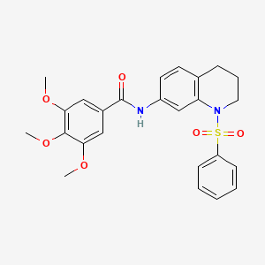 molecular formula C25H26N2O6S B2746636 3,4,5-三甲氧基-N-(1-(苯基磺酰)-1,2,3,4-四氢喹啉-7-基)苯甲酰胺 CAS No. 1005299-05-7