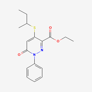 molecular formula C17H20N2O3S B2746640 Ethyl 4-(sec-butylsulfanyl)-6-oxo-1-phenyl-1,6-dihydro-3-pyridazinecarboxylate CAS No. 339031-48-0