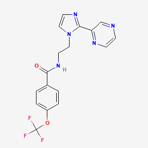 molecular formula C17H14F3N5O2 B2746642 N-(2-(2-(pyrazin-2-yl)-1H-imidazol-1-yl)ethyl)-4-(trifluoromethoxy)benzamide CAS No. 2034450-84-3