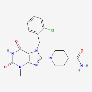 molecular formula C19H21ClN6O3 B2746653 1-(7-(2-chlorobenzyl)-3-methyl-2,6-dioxo-2,3,6,7-tetrahydro-1H-purin-8-yl)piperidine-4-carboxamide CAS No. 488122-39-0