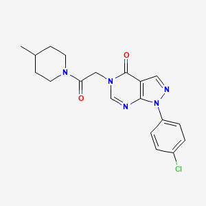 molecular formula C19H20ClN5O2 B2746670 1-(4-chlorophenyl)-5-(2-(4-methylpiperidin-1-yl)-2-oxoethyl)-1H-pyrazolo[3,4-d]pyrimidin-4(5H)-one CAS No. 852440-65-4