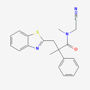 molecular formula C20H19N3OS B2746680 3-(1,3-benzothiazol-2-yl)-N-(cyanomethyl)-N,2-dimethyl-2-phenylpropanamide CAS No. 1355847-58-3