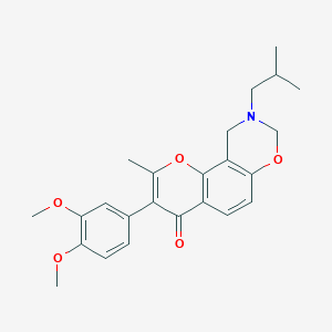 molecular formula C24H27NO5 B2746696 3-(3,4-dimethoxyphenyl)-9-isobutyl-2-methyl-9,10-dihydrochromeno[8,7-e][1,3]oxazin-4(8H)-one CAS No. 1010876-62-6