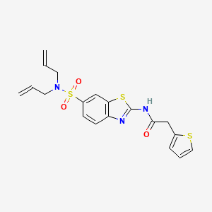 molecular formula C19H19N3O3S3 B2746699 N-(6-(N,N-二烯基磺酰胺基)苯并[d]噻唑-2-基)-2-(噻吩-2-基)乙酰胺 CAS No. 881291-14-1