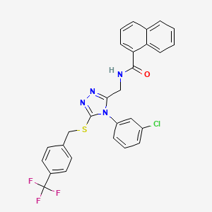 molecular formula C28H20ClF3N4OS B2746719 N-[[4-(3-chlorophenyl)-5-[[4-(trifluoromethyl)phenyl]methylsulfanyl]-1,2,4-triazol-3-yl]methyl]naphthalene-1-carboxamide CAS No. 391947-57-2