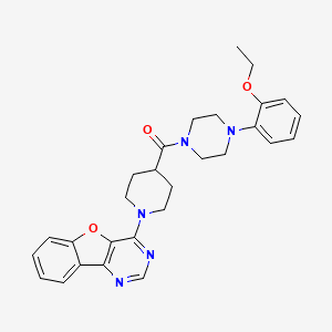 molecular formula C28H31N5O3 B2746720 (1-(Benzofuro[3,2-d]pyrimidin-4-yl)piperidin-4-yl)(4-(2-ethoxyphenyl)piperazin-1-yl)methanone CAS No. 1112292-82-6
