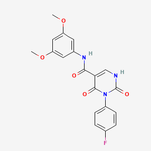 molecular formula C19H16FN3O5 B2746724 N-(3,5-dimethoxyphenyl)-3-(4-fluorophenyl)-2,4-dioxo-1,2,3,4-tetrahydropyrimidine-5-carboxamide CAS No. 887900-60-9